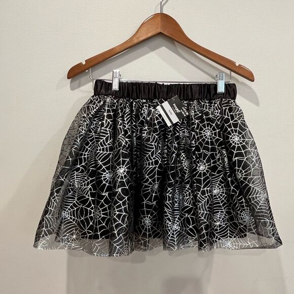Halloween Costume Women's Teen One Size Silver Black Spider Tutu NWT - Picture 2 of 7